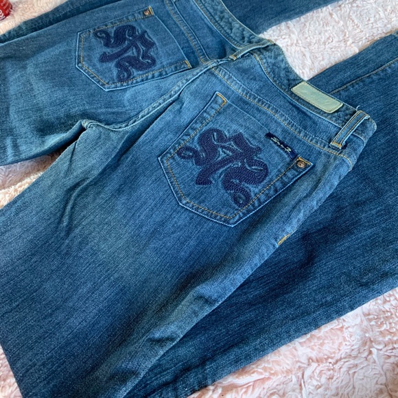 (7) SEVEN Dark Denim Wide Leg Jeans sz 27 - Picture 3 of 15